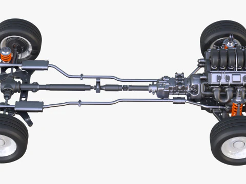 Car Powertrain with Chassis M1 3D Model