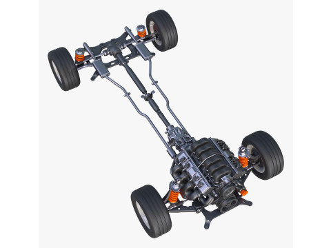 Car Powertrain with Chassis M1 3D मॉडल