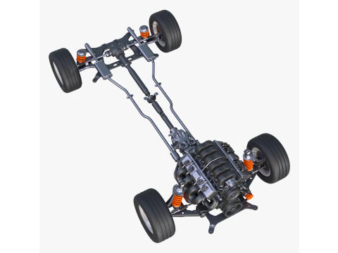 Car Powertrain with Chassis M1 3D Model