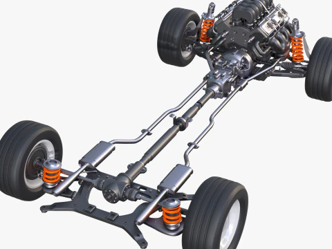 Car Powertrain with Chassis M1 3D Model