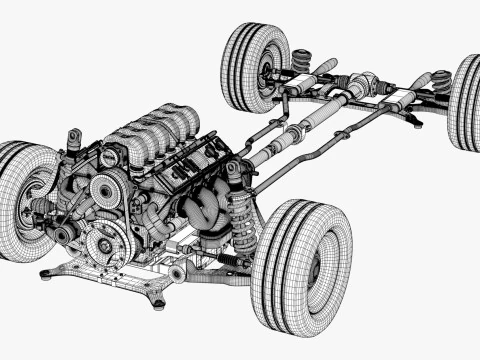 Car Powertrain with Chassis M1 3D Model