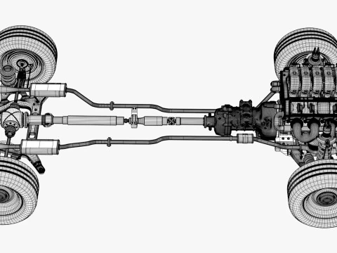 Car Powertrain with Chassis M1 3D Model