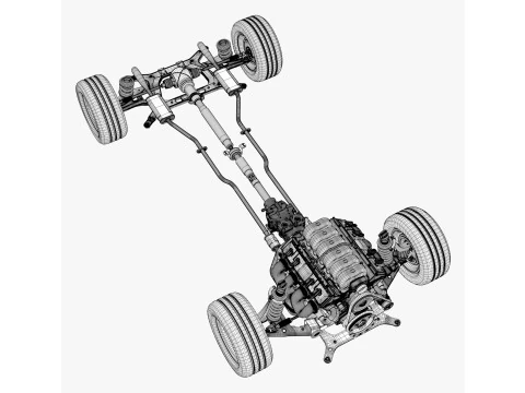 Car Powertrain with Chassis M1 3D Model