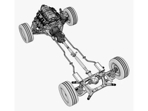 Car Powertrain with Chassis M1 3D Model