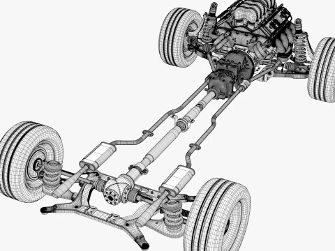 Car Powertrain with Chassis M1 3D Model