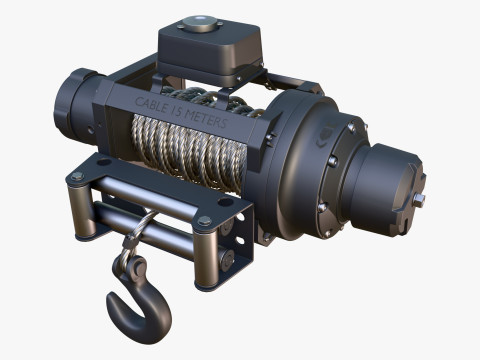 Electric Winch with Steel Cable M1 Modello 3D
