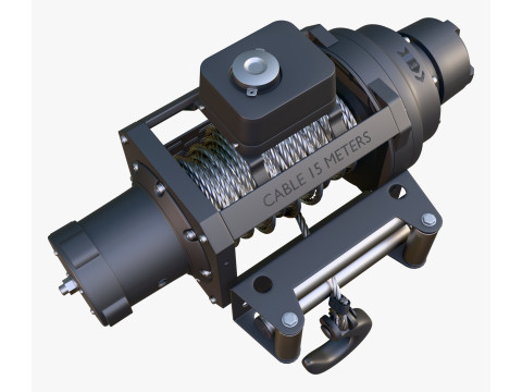 Electric Winch with Steel Cable M1 3D Modell
