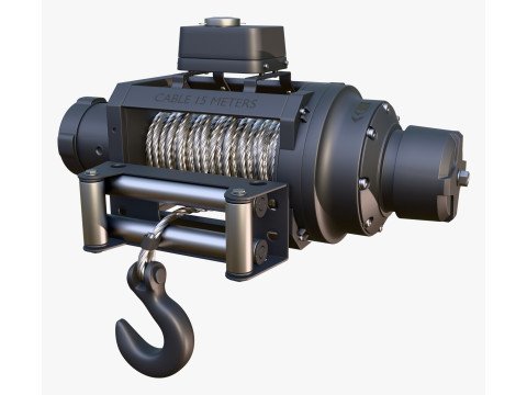 Electric Winch with Steel Cable M1 3D Modell