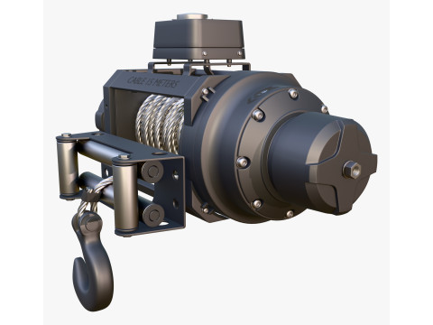 Electric Winch with Steel Cable M1 3D Modell