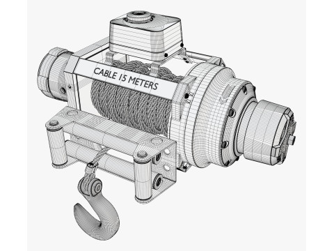 Electric Winch with Steel Cable M1 3D Modell