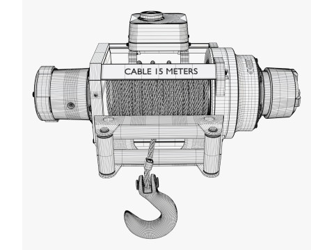 Electric Winch with Steel Cable M1 3D Modell