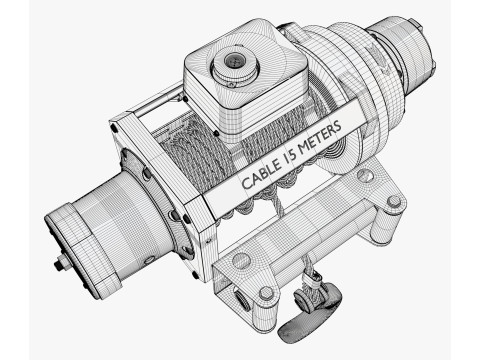 Electric Winch with Steel Cable M1 3D Modell