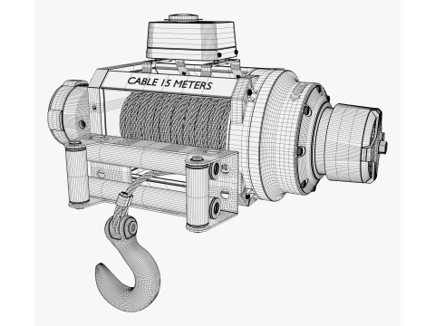 Electric Winch with Steel Cable M1 3D Modell