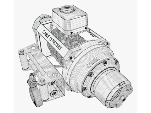 Electric Winch with Steel Cable M1 3D Modell