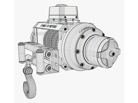 Electric Winch with Steel Cable M1 3D Modell