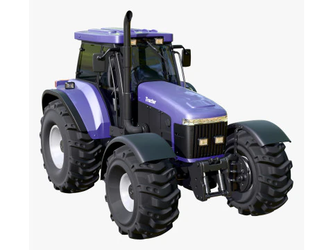 Tractor With Front Blade And Backhoe M1 3D Model