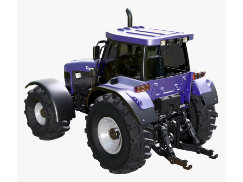 Tractor With Front Blade And Backhoe M1 Model 3D