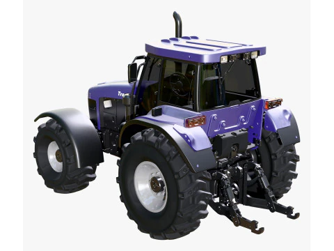 Tractor With Front Blade And Backhoe M1 3D Model
