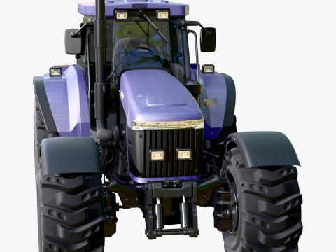 Tractor With Front Blade And Backhoe M1 Model 3D