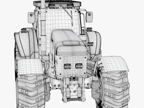 Tractor With Front Blade And Backhoe M1 Model 3D