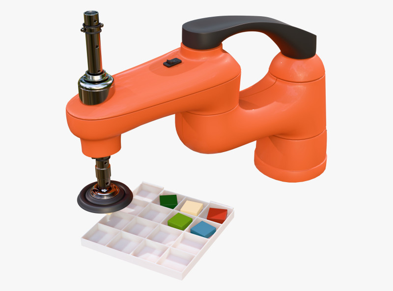 SCARA Robot with Vacuum Gripper M1 3D Model .c4d .max .obj .3ds .fbx .stl .blend 