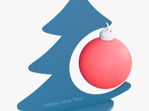 Dekorasi Pohon Natal dengan Ornamen Bola M1 Model 3D