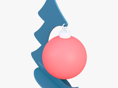 Dekorasi Pohon Natal dengan Ornamen Bola M1 Model 3D