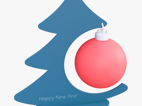 Dekorasi Pohon Natal dengan Ornamen Bola M1 Model 3D