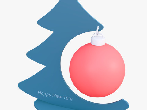 Dekorasi Pohon Natal dengan Ornamen Bola M1 Model 3D