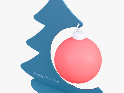 Dekorasi Pohon Natal dengan Ornamen Bola M1 Model 3D