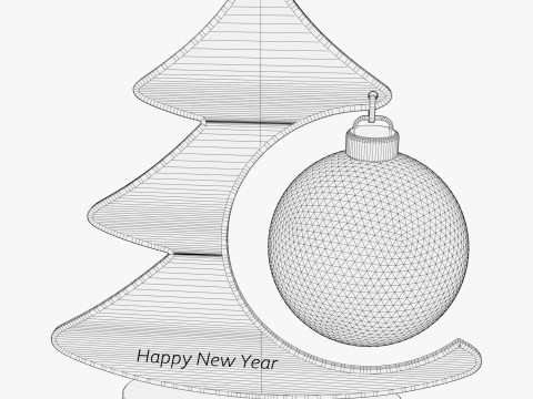 Dekorasi Pohon Natal dengan Ornamen Bola M1 Model 3D