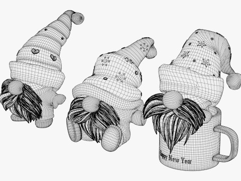 圣诞侏儒装饰套装 M1 3D 模型