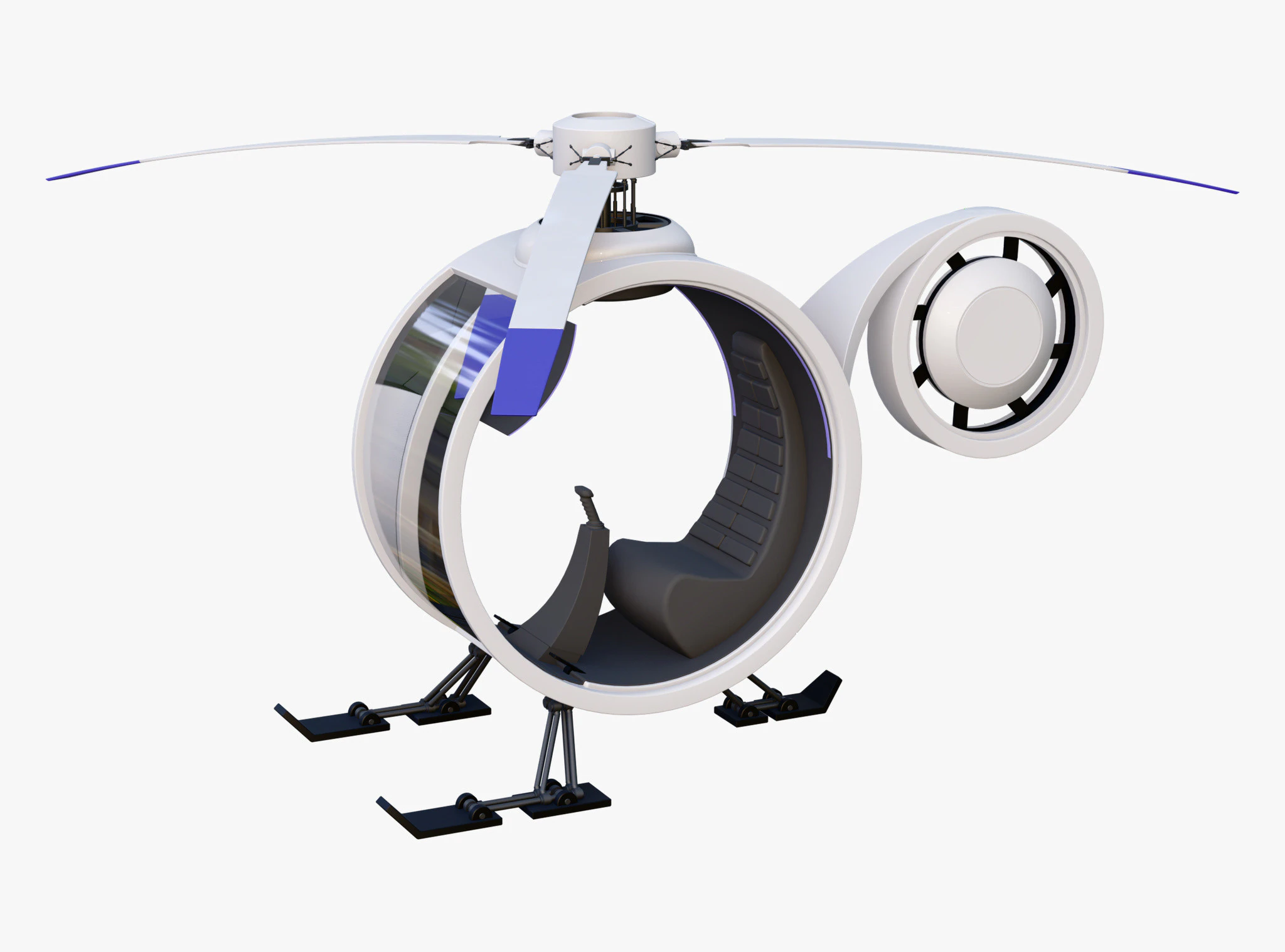 Personal Single Seat Helicopter M1 3D Model .c4d .max .obj .3ds .fbx .stl .blend 