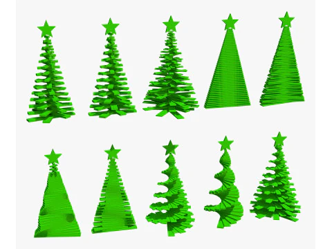 Geometric Christmas Trees Set M1 3D Model