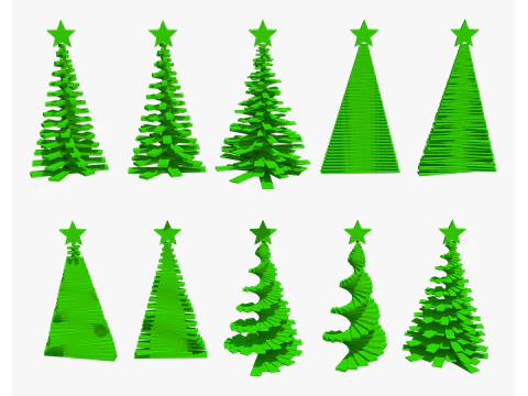 Geometric Christmas Trees Set M1 3D Model