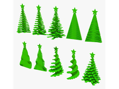 Geometric Christmas Trees Set M1 3D Model