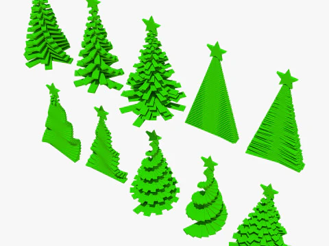 Geometric Christmas Trees Set M1 3D Model