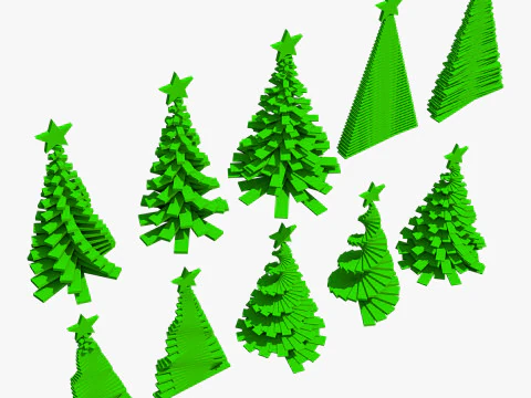 Geometric Christmas Trees Set M1 3D Model