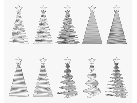 Geometric Christmas Trees Set M1 3D Model