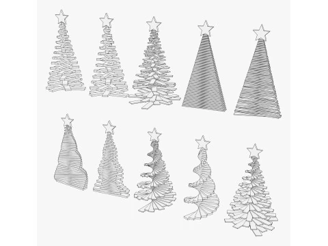 Geometric Christmas Trees Set M1 3D Model