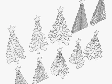 Geometric Christmas Trees Set M1 3D Model