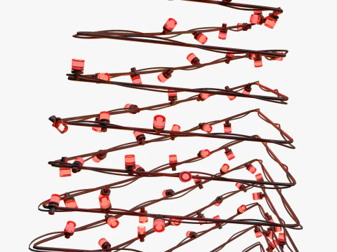 Wire Christmas Tree with LED Lights M1 3D Model
