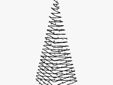 Wire Christmas Tree with LED Lights M1 3D Model