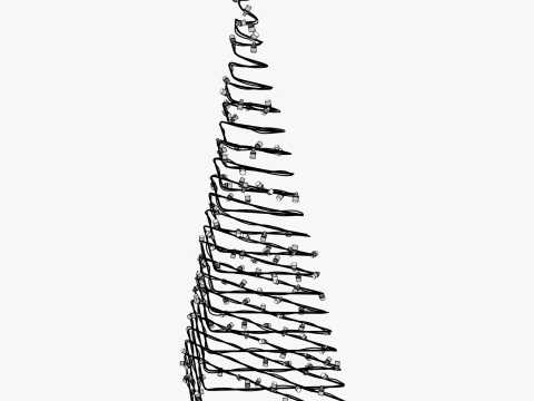 Wire Christmas Tree with LED Lights M1 3D Model