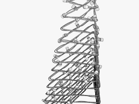 Wire Christmas Tree with LED Lights M1 3D Model