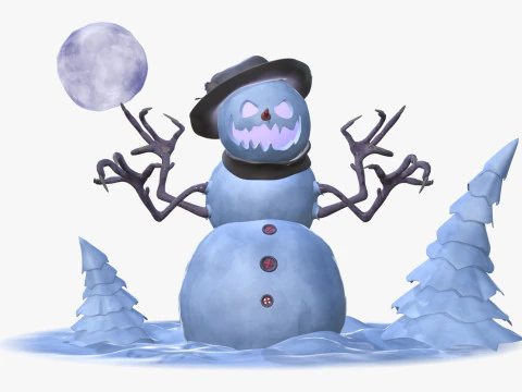 Creepy Evil Snowman M1 3D Model