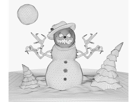 Creepy Evil Snowman M1 3D Model