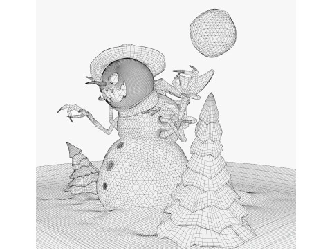Creepy Evil Snowman M1 3D Model