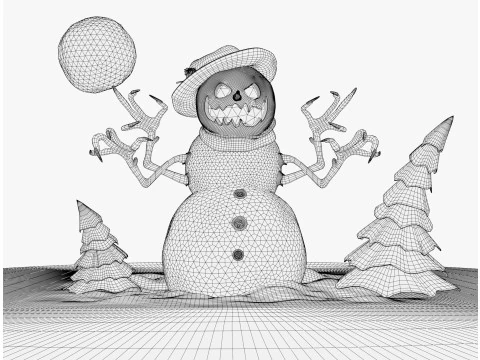 Creepy Evil Snowman M1 3D Model