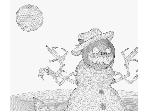 Creepy Evil Snowman M1 3D Model